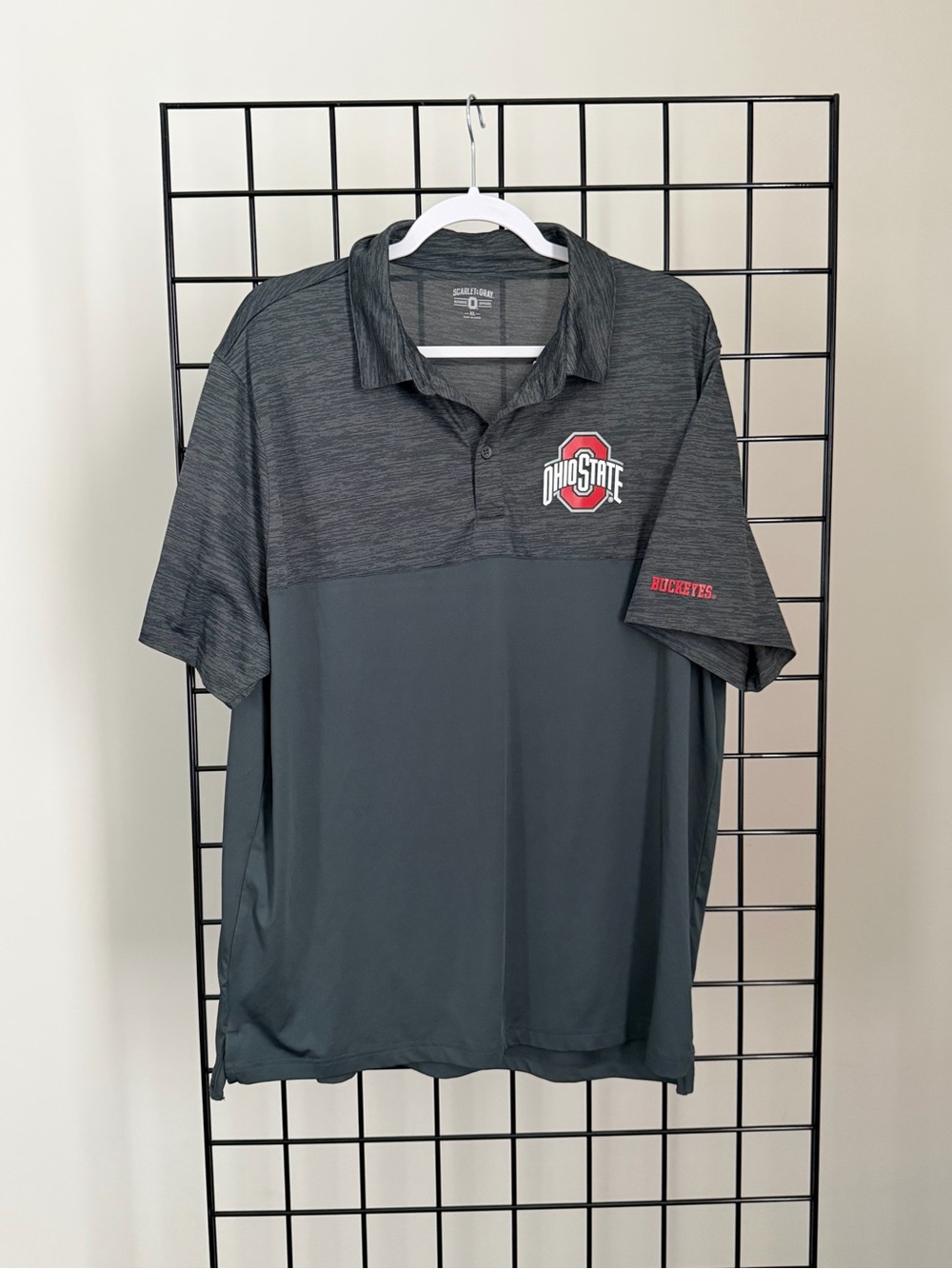 Ohio State Men's Charcoal Two-Tone Polo